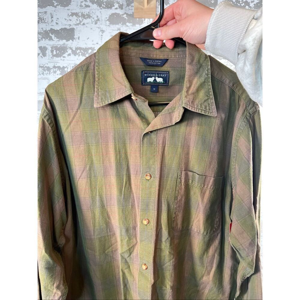Woods & gray | men 100% cotton made in Macau plaid button down